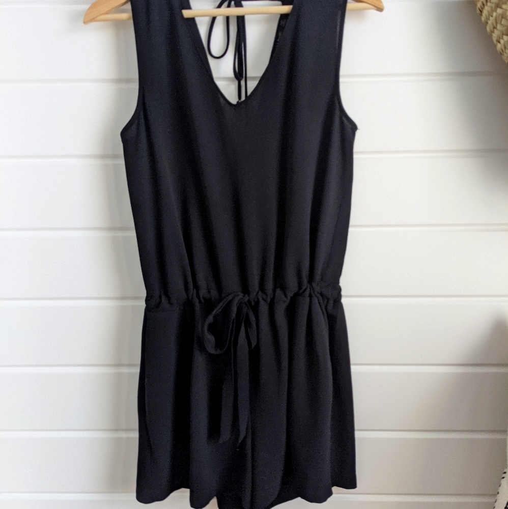Zara BLACK Open Back Tie-Front Romper